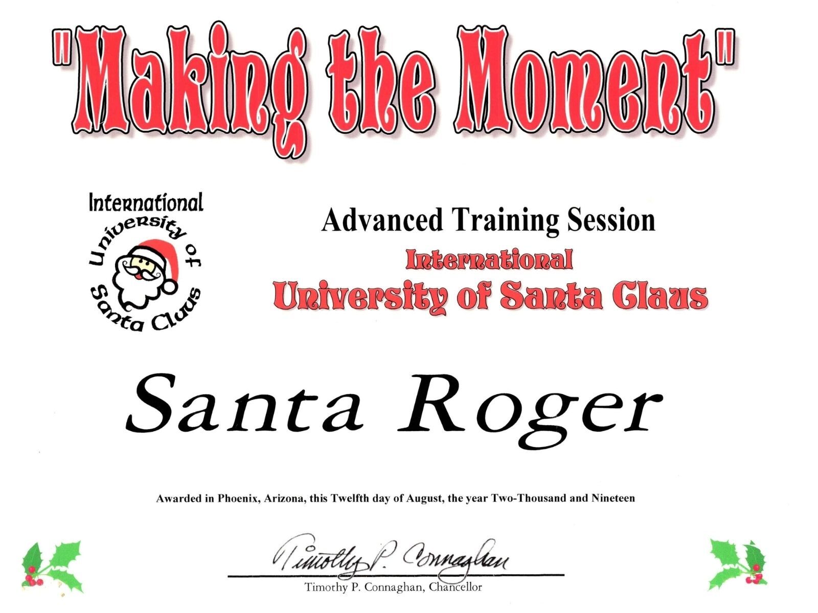 Advanced Degree- Roger's advanced Traing certificate